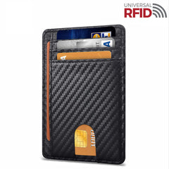 Mens Leather Slim Wallet RFID Blocking USA