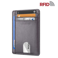 Mens Leather Slim Wallet RFID Blocking USA