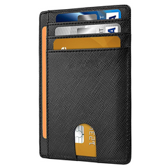 Mens Leather Slim Wallet RFID Blocking USA