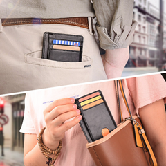 Mens Leather Slim Wallet RFID Blocking USA
