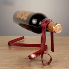 Floating Iron Ribbon Wine Rack — Decorative Wall-Mount Bottle Holder