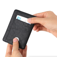 Mens Leather Slim Wallet RFID Blocking USA