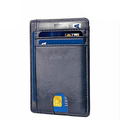 Mens Leather Slim Wallet RFID Blocking USA