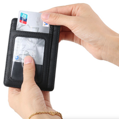 Mens Leather Slim Wallet RFID Blocking USA