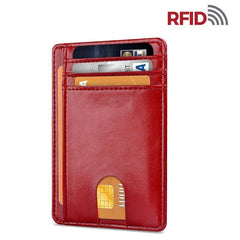 Mens Leather Slim Wallet RFID Blocking USA