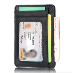 Mens Leather Slim Wallet RFID Blocking USA