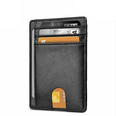Mens Leather Slim Wallet RFID Blocking USA
