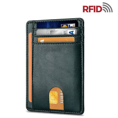 Mens Leather Slim Wallet RFID Blocking USA