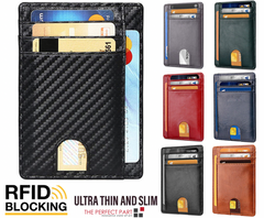 Mens Leather Slim Wallet RFID Blocking USA
