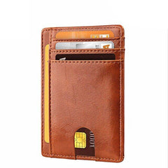 Mens Leather Slim Wallet RFID Blocking USA