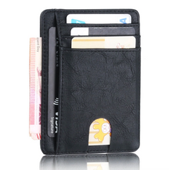 Mens Leather Slim Wallet RFID Blocking USA